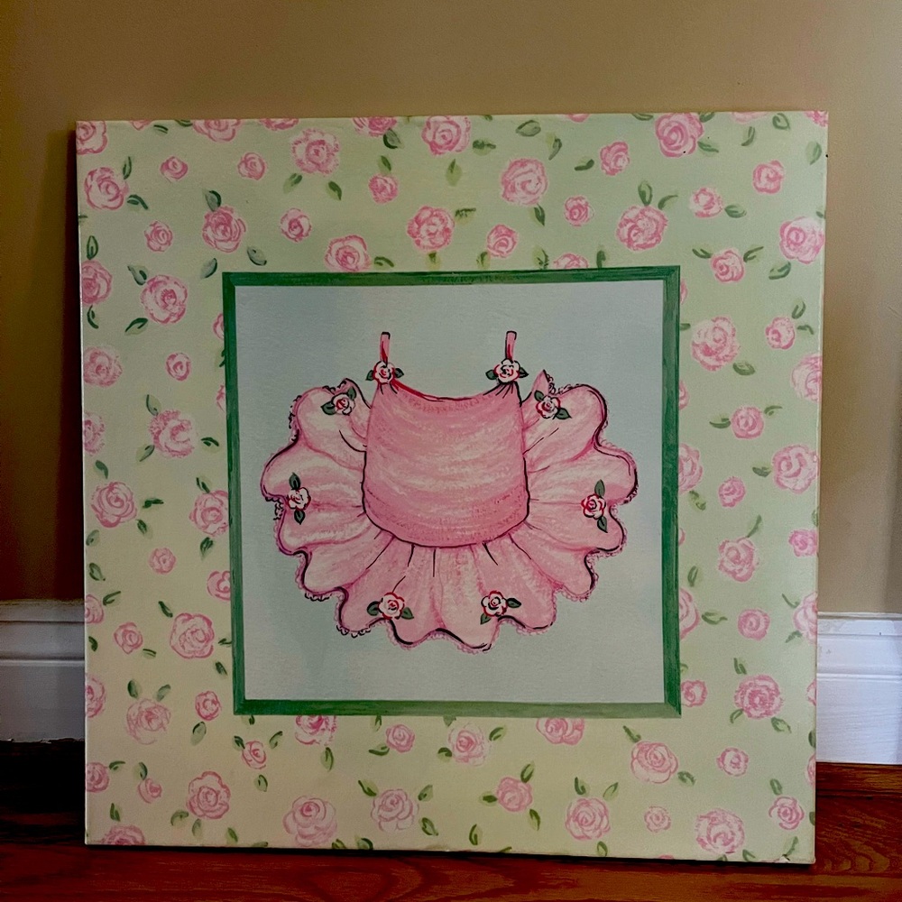 Picture with Pink Leotard with Tu tu & soft pink flowers in the border.